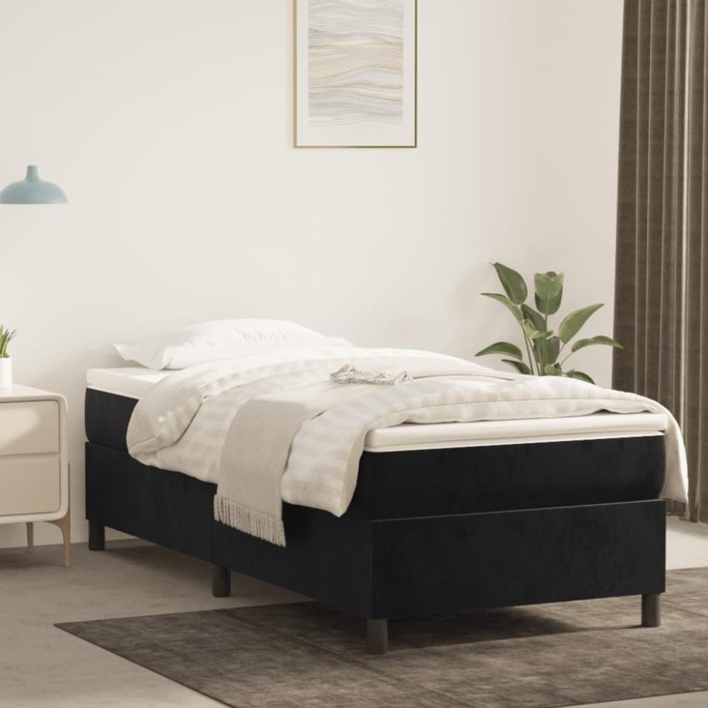 vidaXL Boxspringbett mit Matratze Schwarz 100x200 cm Samt 3144665 Bild 1