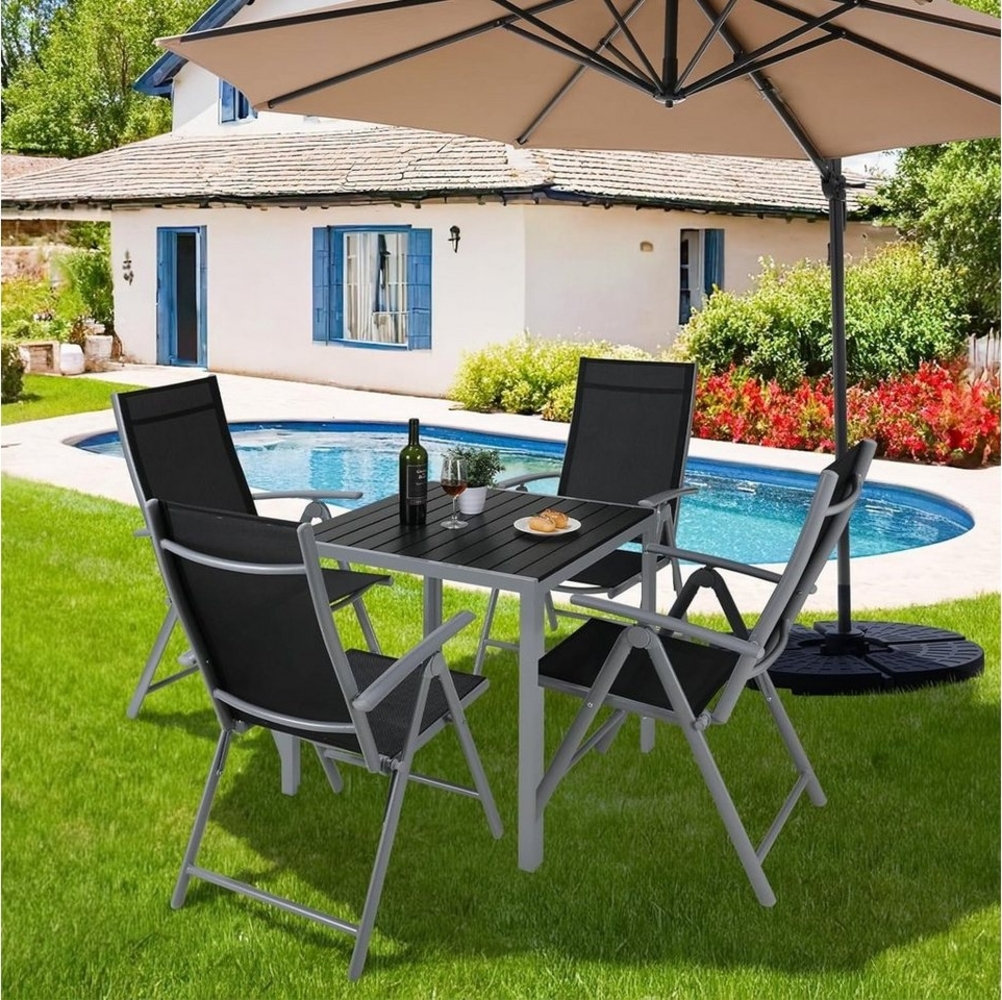 TLGREEN Gartenlounge-Set Gartenmöbel-Set,Balkonmöbel-Set,Aluminium-Sitzgruppe, (5-tlg), klappbar Aluminium Sitzgarnitur mit WPC Tisch, wetterfest, Leicht Bild 1