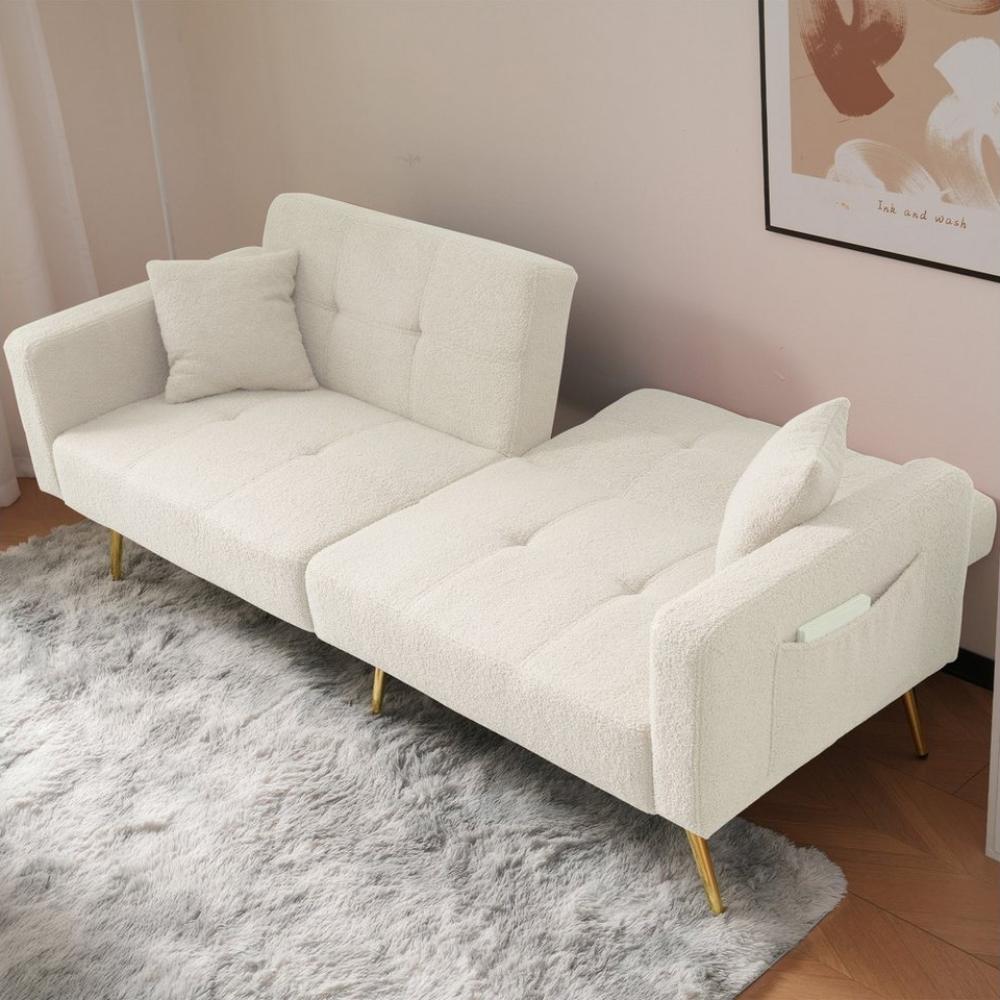 Ulife Schlafsofa mit Winkel, goldenen Beinen, Kissen und seitlichen Taschen, 1 Teile, 175*64*72cm Bild 1