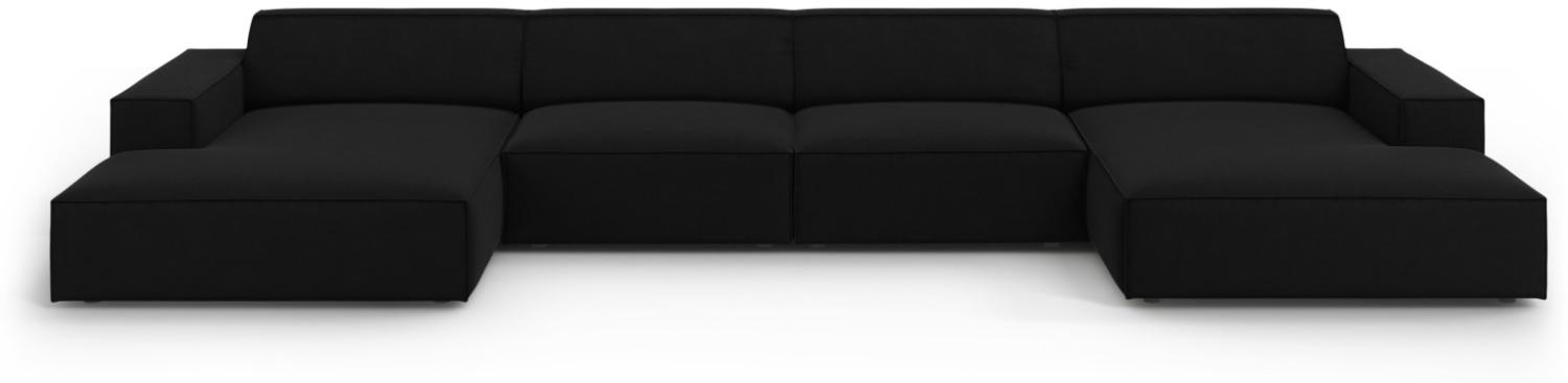 Micadoni 'Jodie' 6-Sitzer-Sofa, Panorama, Samtstoff, Beinfarbe Black Plastic, Schwarz Bild 1