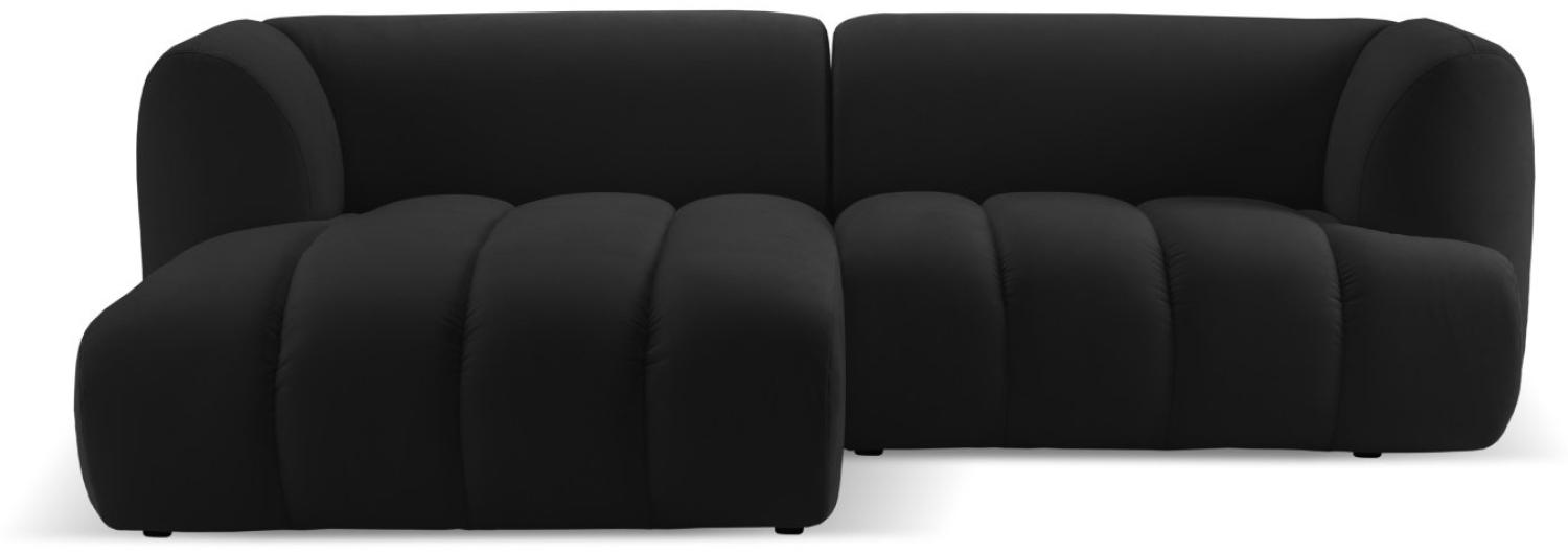 Micadoni Modulares Ecksofa Harry 3-Sitzer Links Samtstoff Schwarz Bild 1