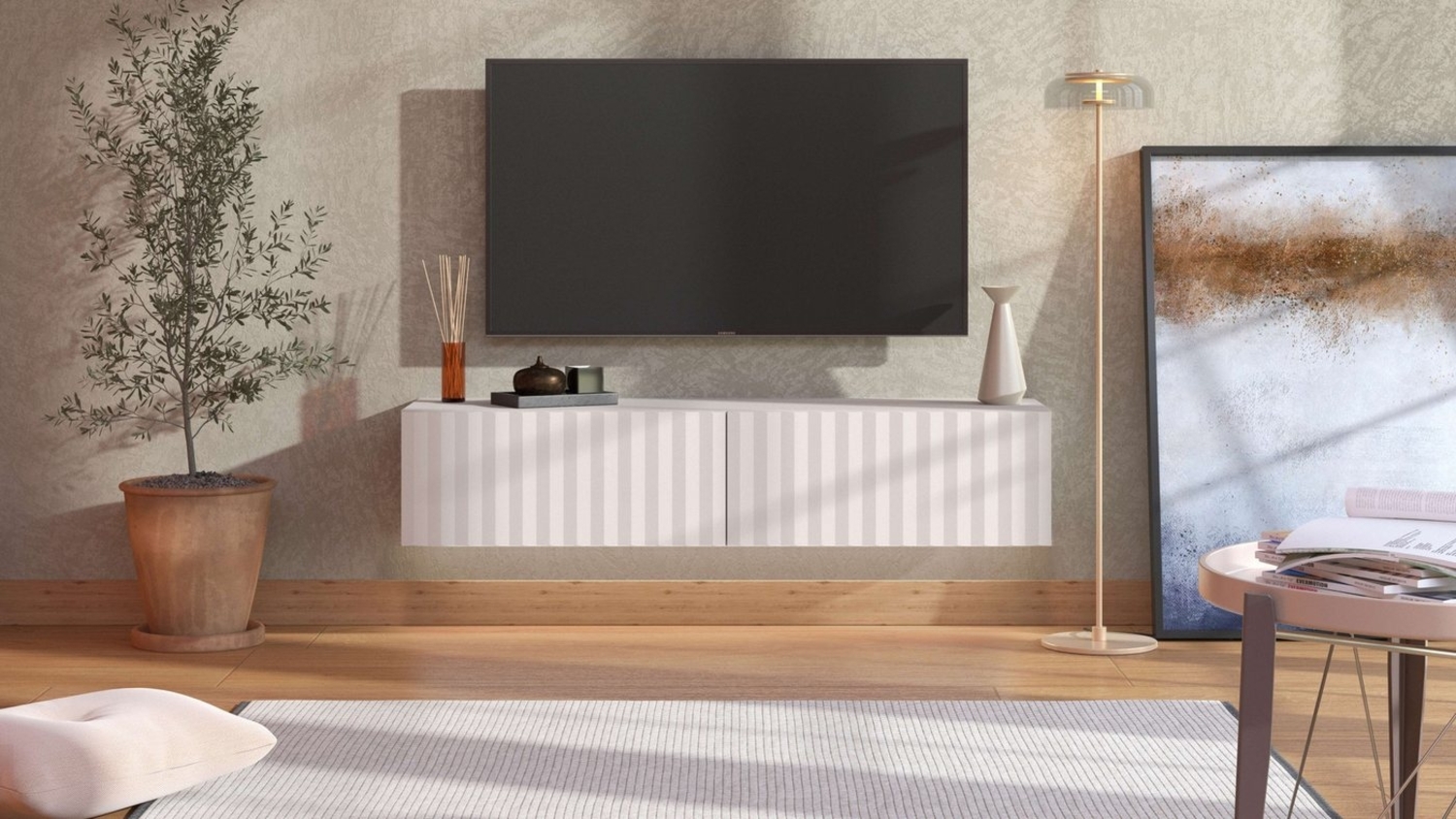 INOSIGN Lowboard Antibes TV-Kommode, Breite 192/154 cm, TV-Schrank, TV-Ständer, Trendfarben, Front in 3D-Optik, Push to open Funktion Bild 1