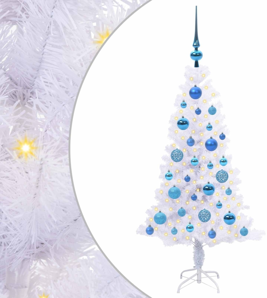 vidaXL Künstlicher Weihnachtsbaum Weiß 120 cm PVC und Stahl 3426646 Bild 1