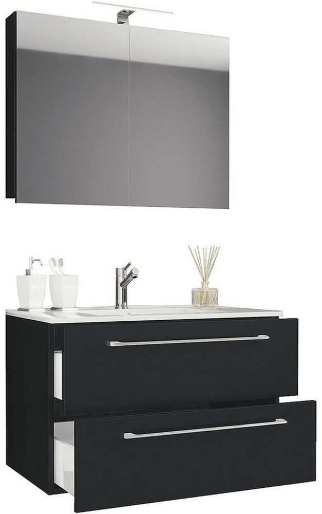 Badinos Bad Möbel Set Waschbecken Unterschrank Wandspiegel Badezimmer Waschtisch Bild 1