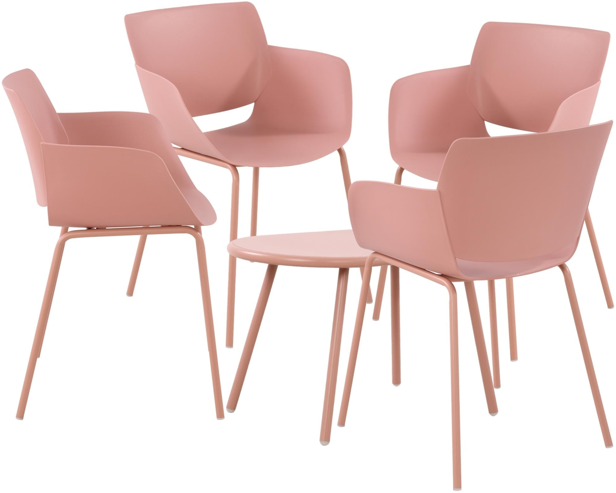 CLP Sitzgruppe Velvena Set Tisch Velva Stühle Alpena wetterfest und UV-beständig,pink 4 Stühle Bild 1