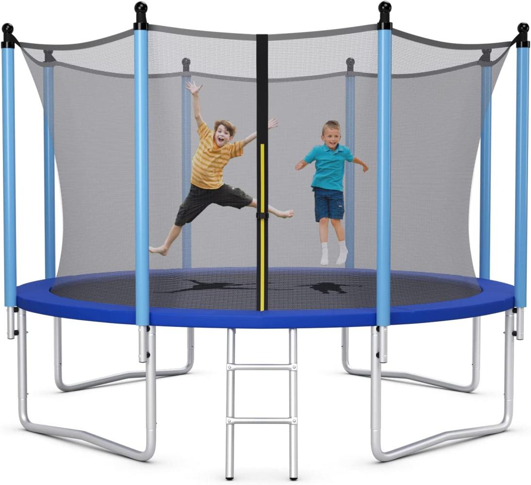 COSTWAY Trampolin mit Leiter Sprungmatte Sicherheitsnetz & Randabdeckung Trampolin Komplettset, Ø 244cm Bild 1