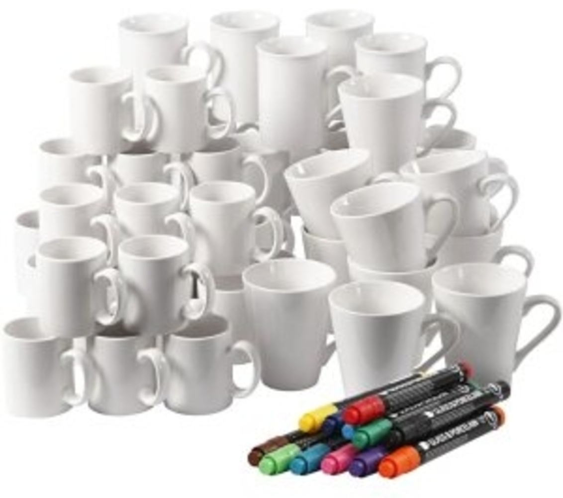 Porzellanbecher Set, 48 tlg. plus 12 Stifte Bild 1