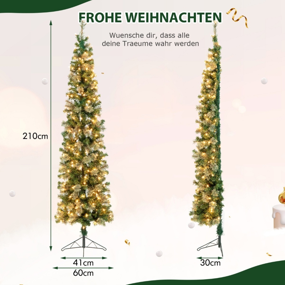 210 cm Vorgeleuchteter Halbbaum-Weihnachtsbaum Halber Künstlicher Baum Bild 1