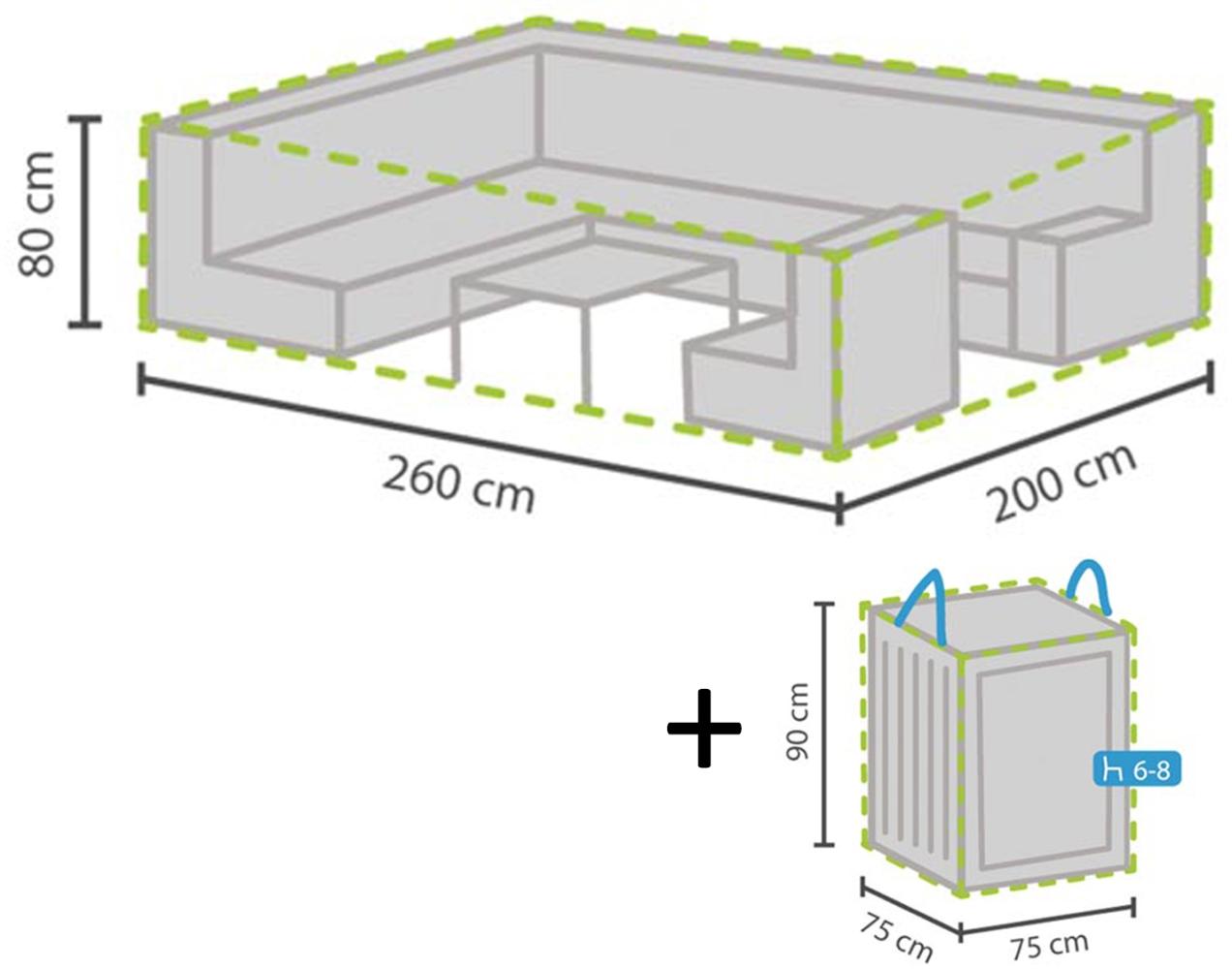 Schutzhülle Abdeckung 260x200cm für Garten Lounge Set + Hülle für 6-8 Kissen Bild 1