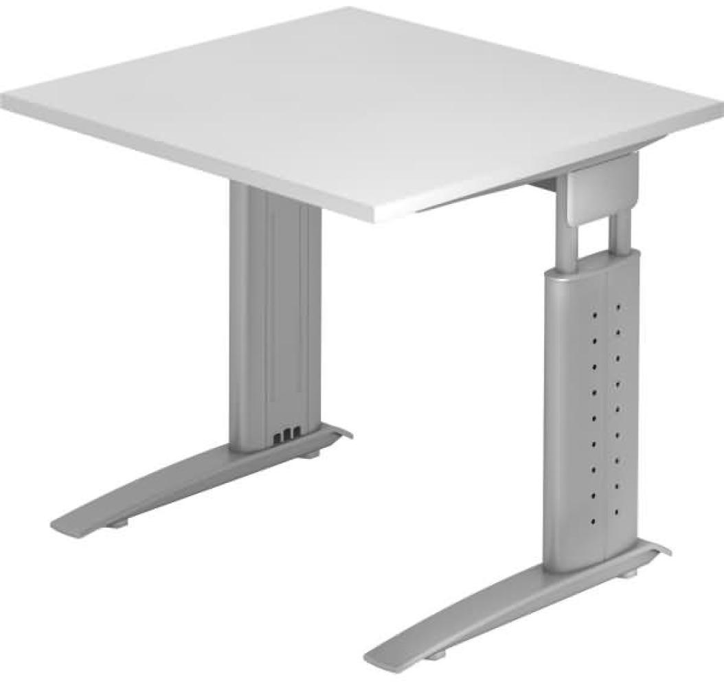 Schreibtisch US08 C-Fuß 80x80cm Weiß Gestellfarbe: Silber Bild 1