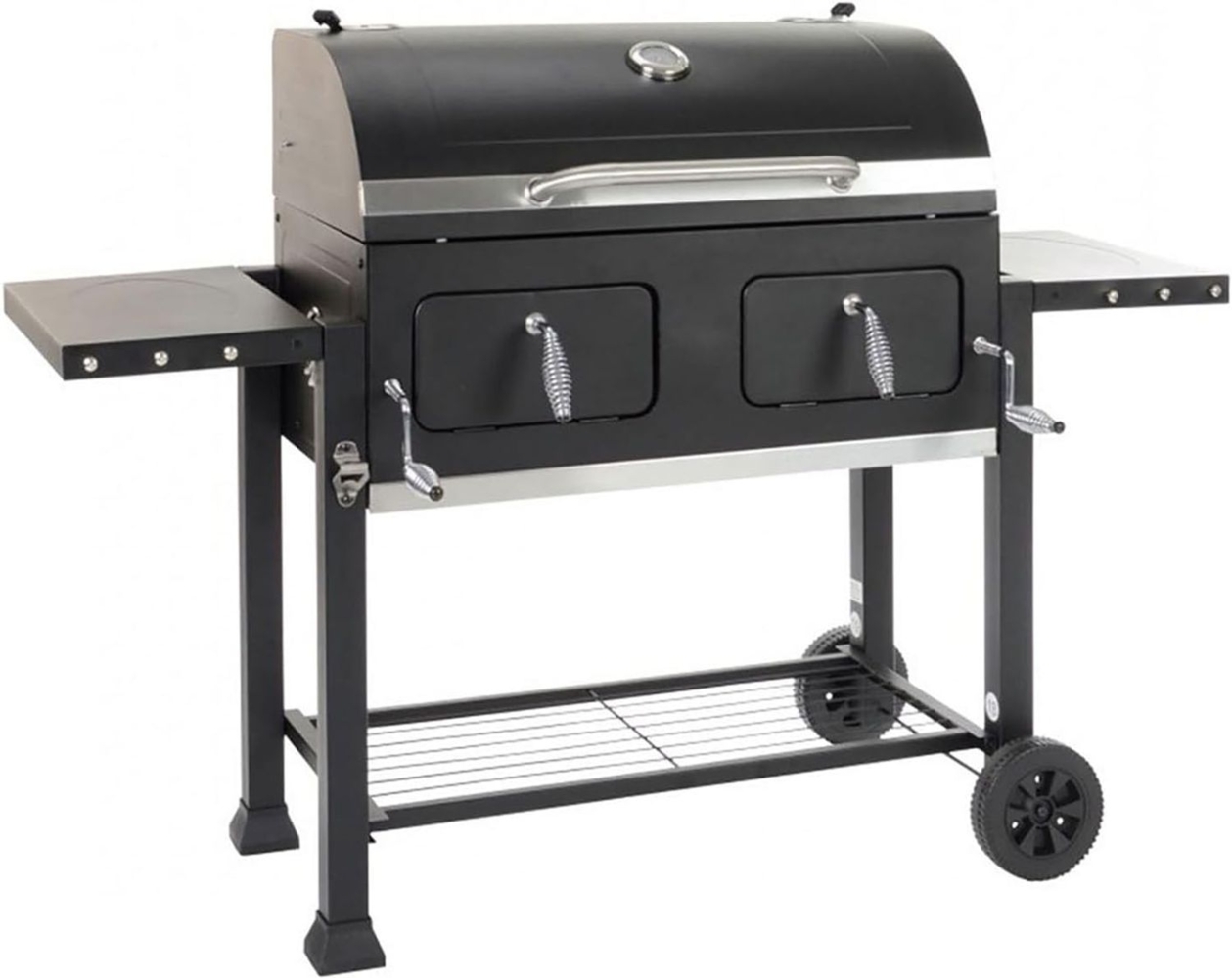 LANDMANN XXL Holzkohlegrillwagen 3-teiliger Stahlgrill mit Thermometer, Schwarz, 66 x 154 x 118 cm Bild 1