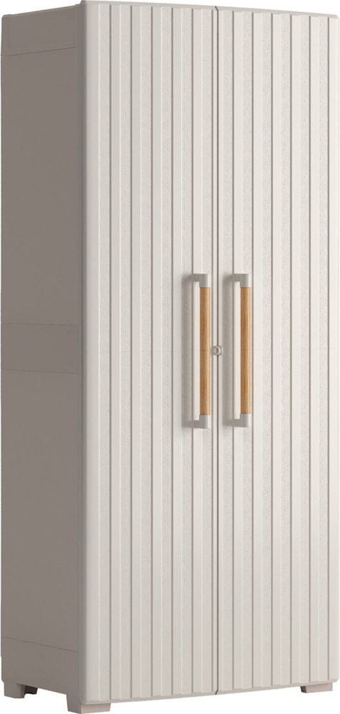 Dmora Gartenschrank Melville, Gartenmöbel, Mehrzweck-Gartenschrank, Container für Balkon oder Garage, Made in Italy, 80x45 h180 cm, Sand Bild 1