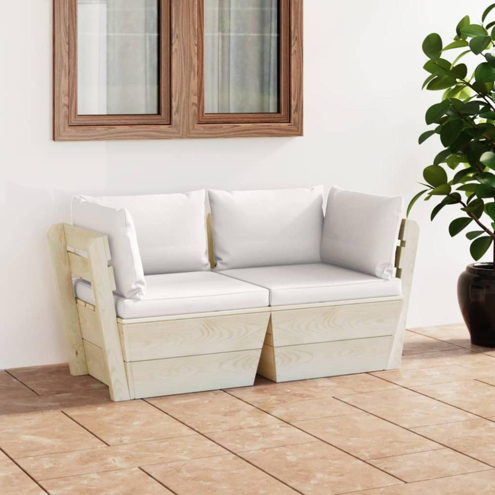 vidaXL Garten-Palettensofa 2-Sitzer mit Kissen Fichtenholz 3063386 Bild 1