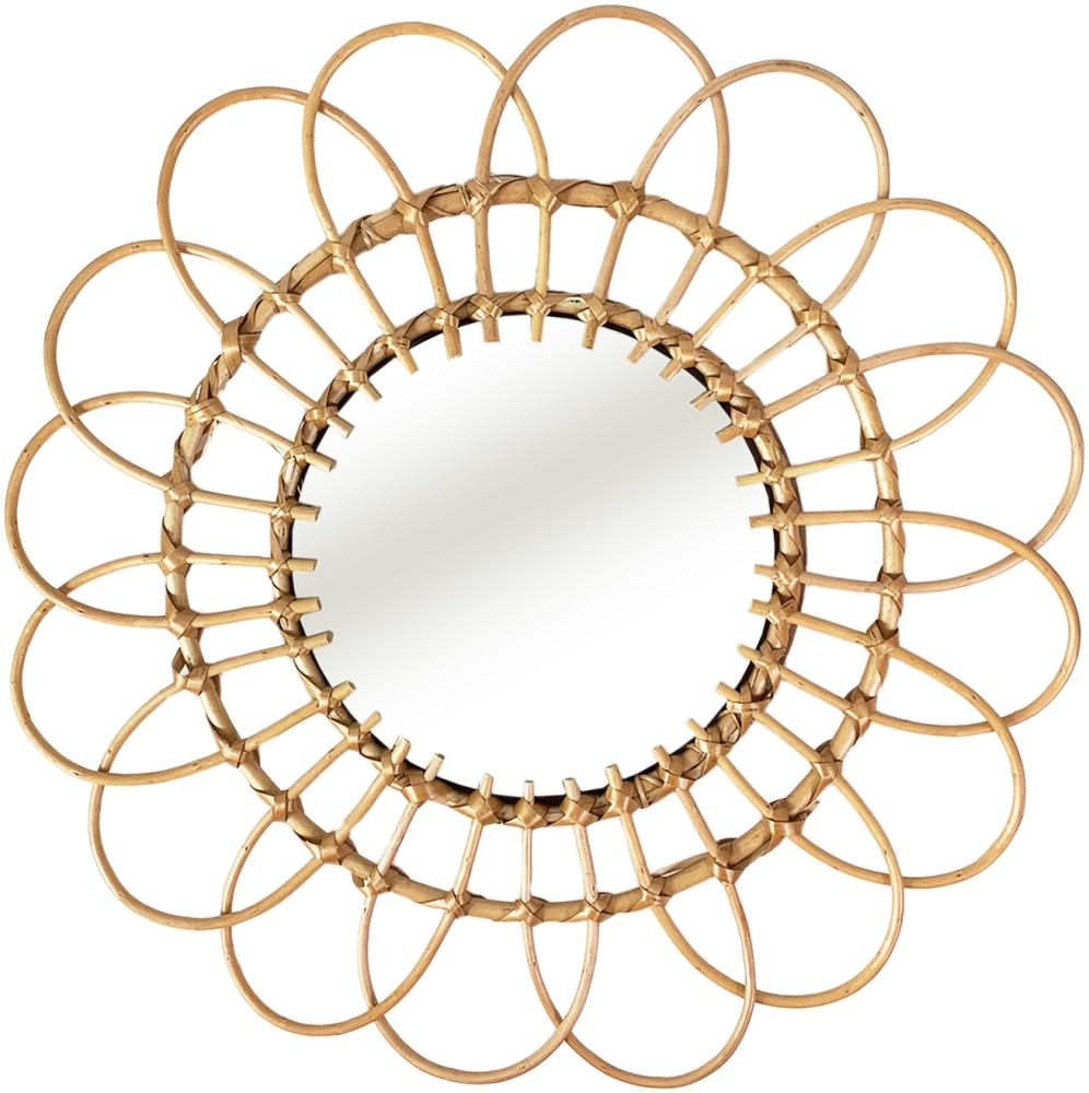 Exclusiver Wandspiegel aus Rattan in Blumenform Ø 50cm Bild 1