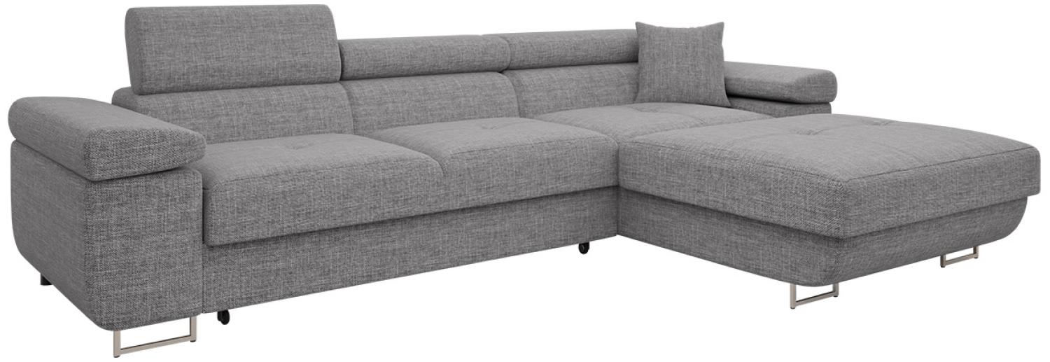 Ecksofa Torezio Mini mit Bettkasten, Schlaffunktion und Einstellbare Kopfstützen (Farbe: Lux 05, Seite: Rechts) Bild 1