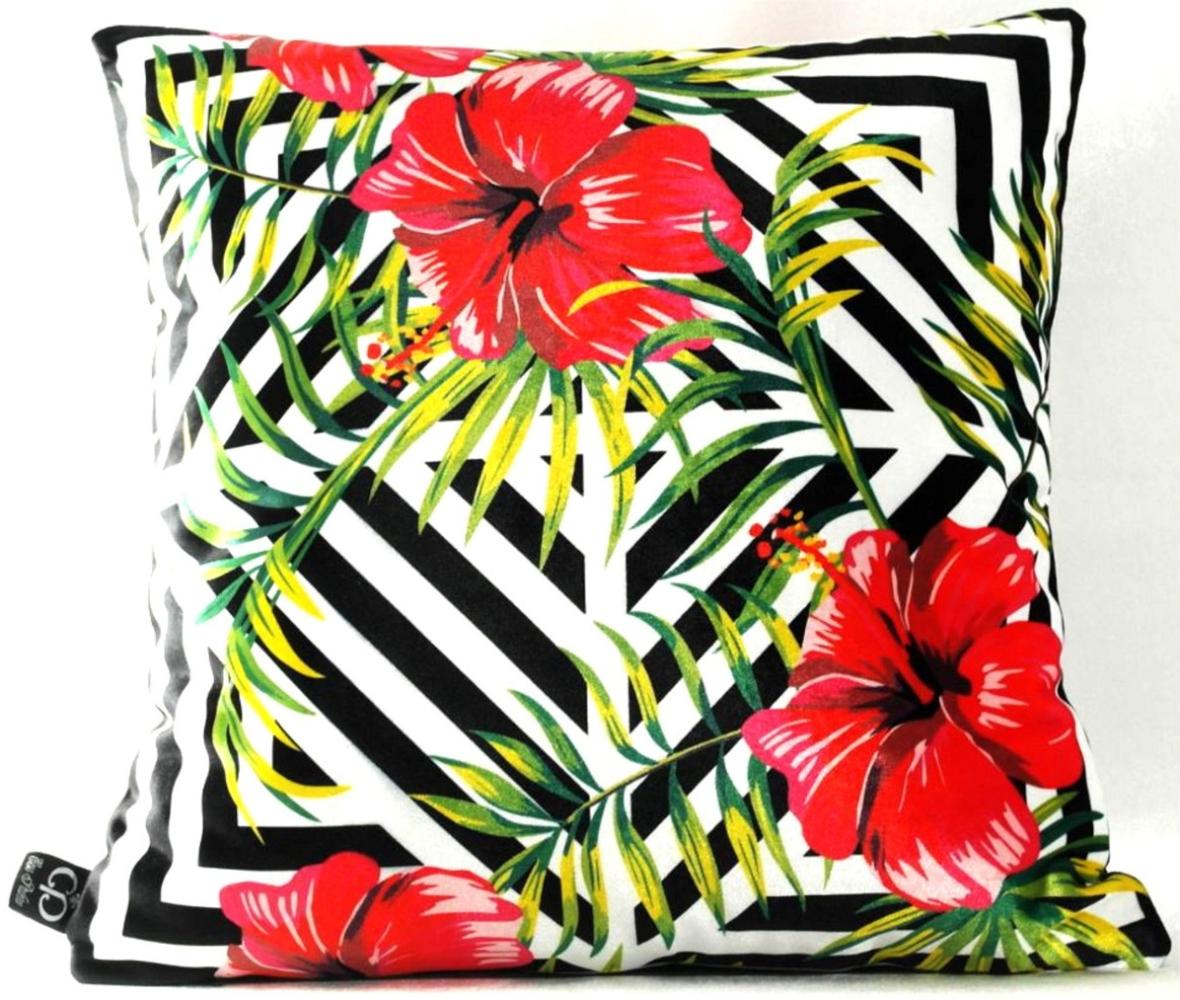 Casa Padrino Luxus Deko Kissen Pittsburgh Flowers Mehrfarbig 45 x 45 cm - Feinster Samtstoff - Wohnzimmer Kissen Bild 1