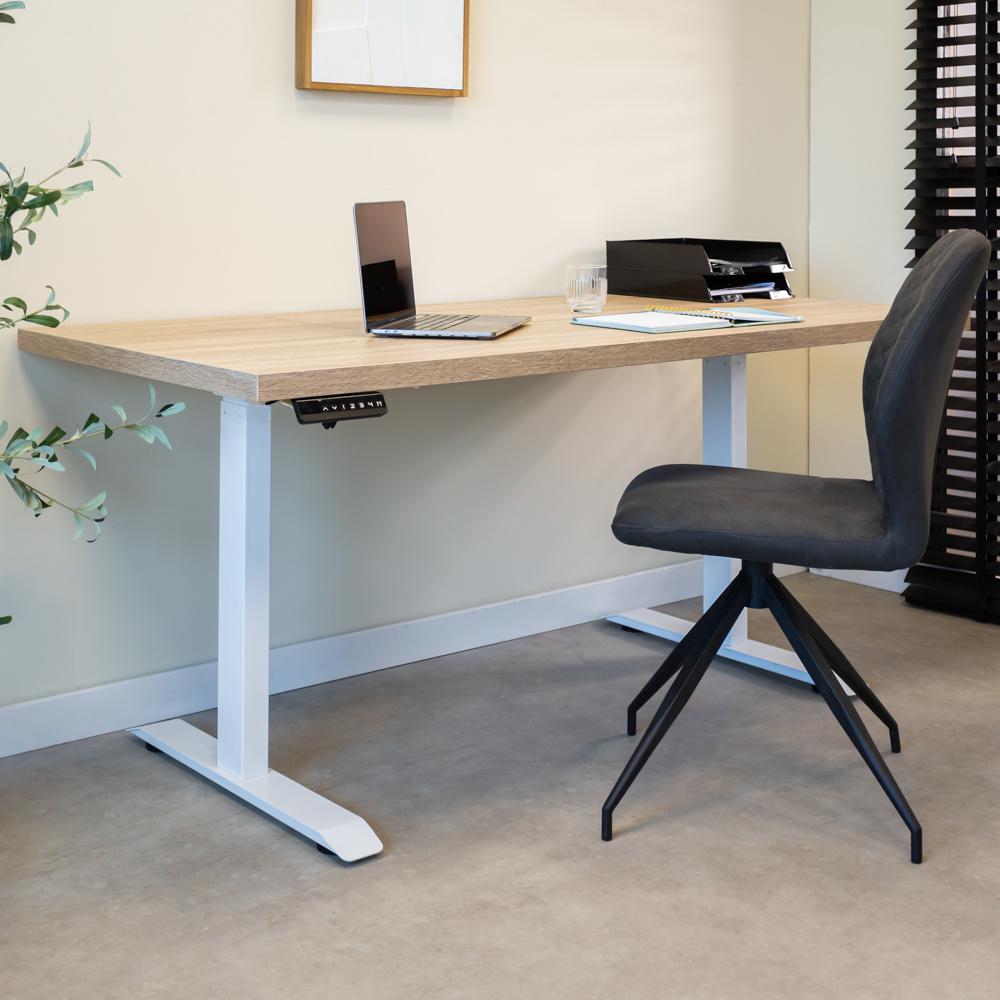 Mason Schreibtisch Höhenverstellbar Elektrisch Eiche Robust Weiß 180x80 cm Bild 1