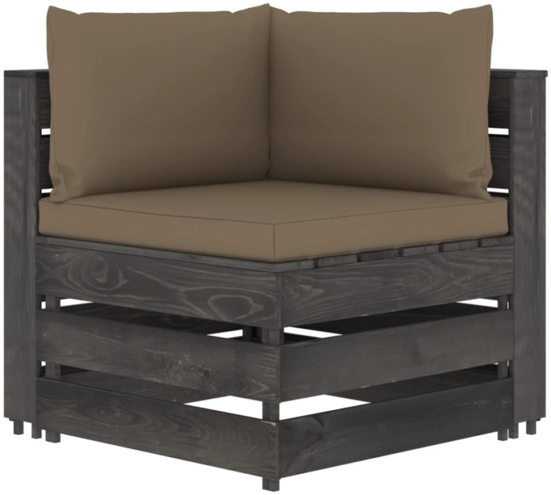 Modulares Ecksofa mit Kissen Grau Imprägniertes Holz Bild 1