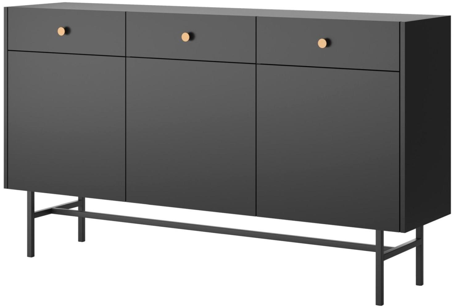 Selsey 'Divenos' Sideboard 3-türig, schwarz, ca. 89 x 155 x 39 cm Bild 1