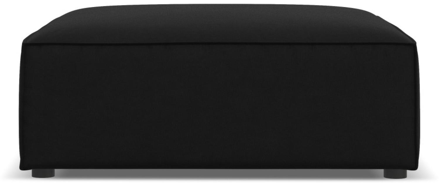 Micadoni Samtstoff Pouf Hocker Jodie | Bezug Black | Beinfarbe Black Plastic Bild 1