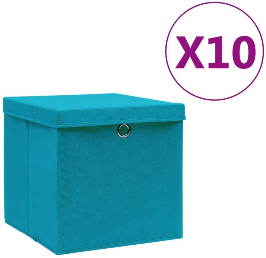 vidaXL Aufbewahrungsboxen mit Deckeln 10 Stk. 28x28x28 cm Babyblau 325234 Bild 1