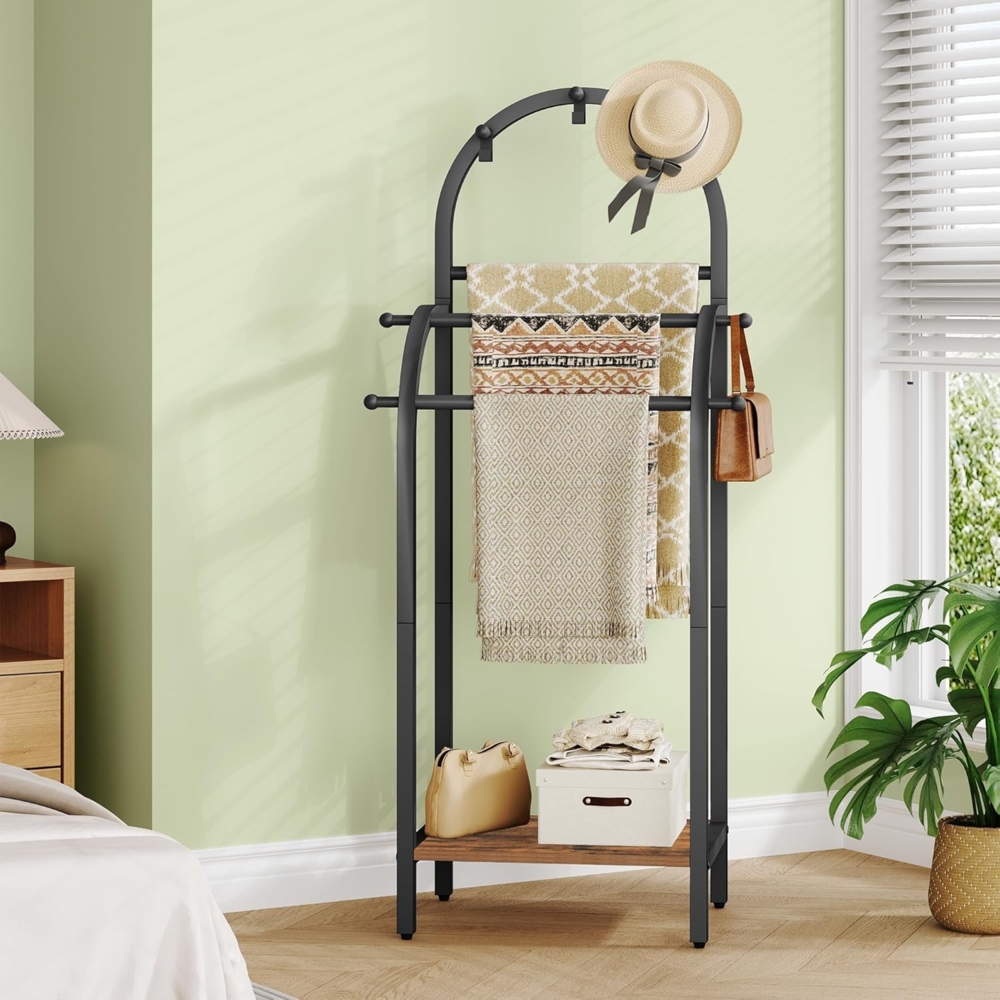 Handtuchhalter, Handtuchleiter mit Haken, Handtuchstangen Badetuchhalter für Bad, Schlafzimmer, Wohnzimmer 35 x 45 x 125,5 cm Vintage Braun-Schwarz Bild 1