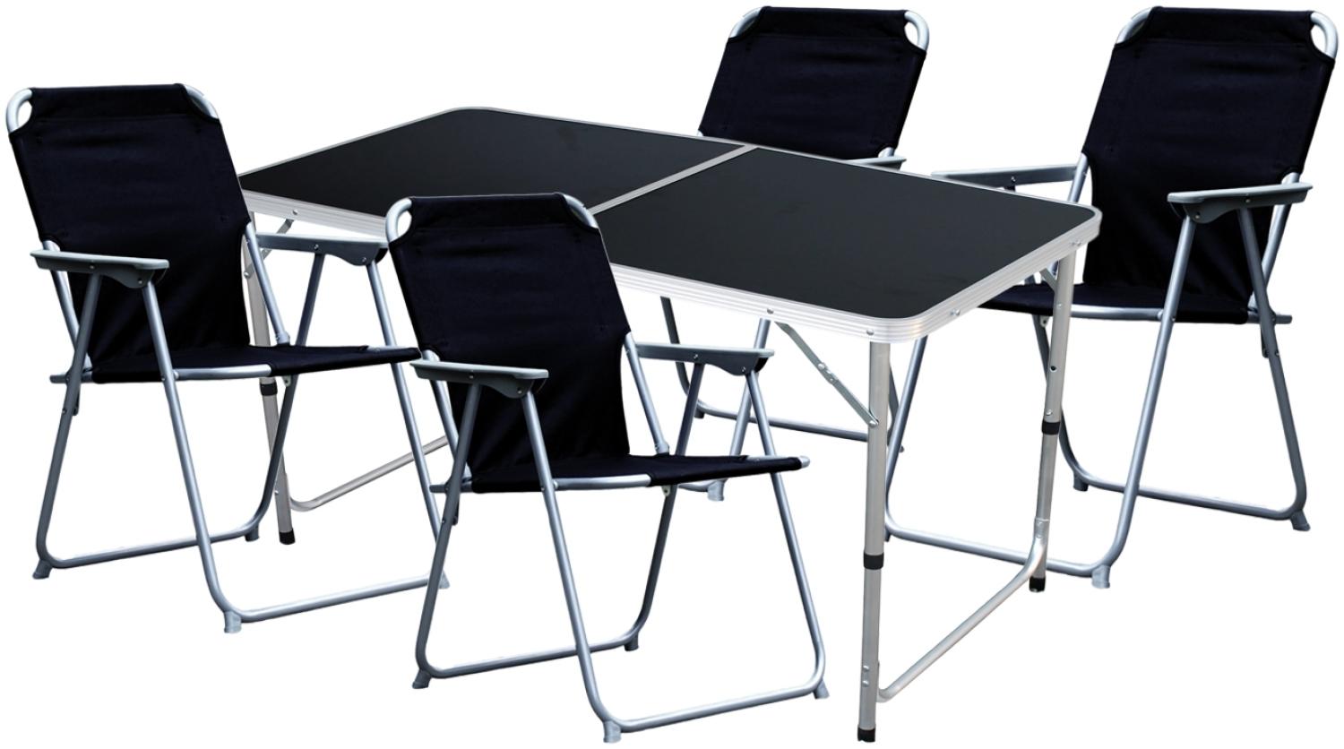 5-teiliges Campingmöbel Set Black Alu 120x60x58/70cm schwarz Bild 1