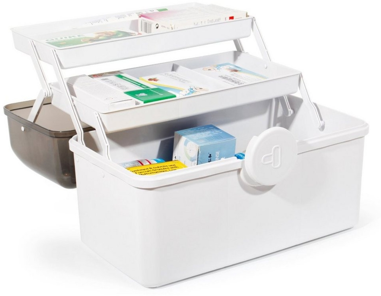 Zedelmaier Aufbewahrungsbox Medikamenten Aufbewahrung Medizinbox Apothekenbox HausapothekeBox Groß (YX1004), Tragbar, Kindersicherung, 3 Treppenabteile Bild 1