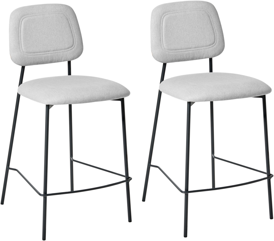 Set mit 2 Barstühlen DUETTE Kunstleinen Hellgrau Bild 1