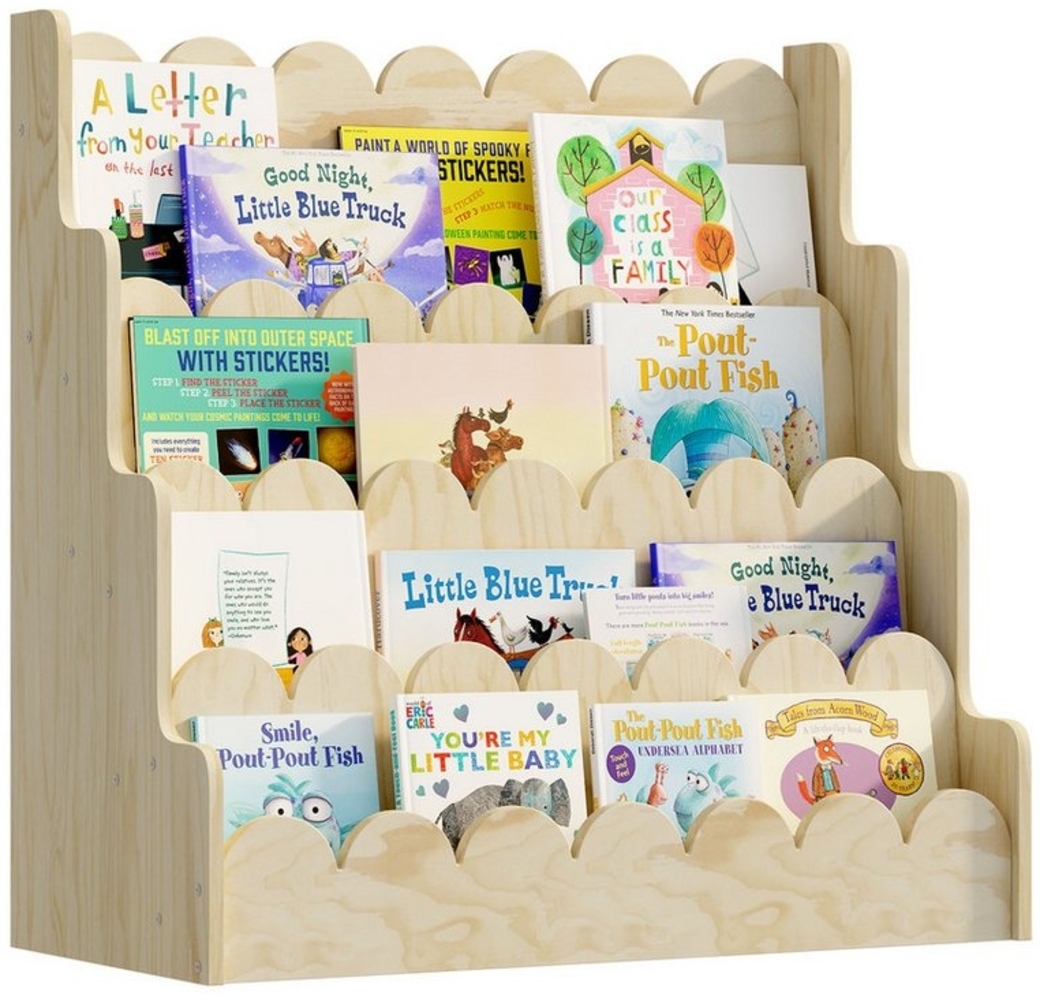 radelldar Bücherregal Kinderregal Montessori Kinder Kieferholz mit 4 Ablage,80cm, Tonie regal, Breite 38cm,Höhe 80cm Bild 1