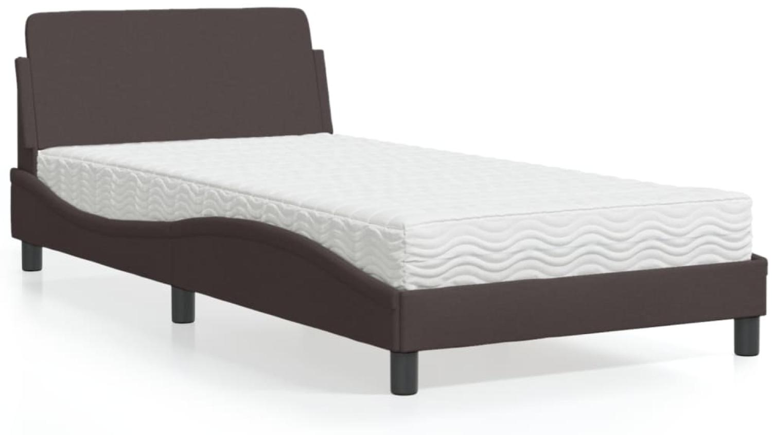 vidaXL Bett mit Matratze Dunkelbraun 100x200 cm Stoff 3208347 Bild 1