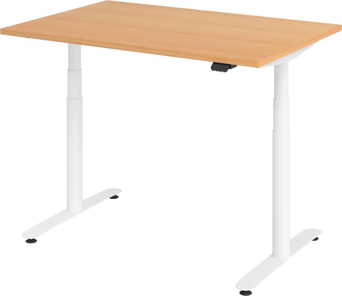 bümö® smarter Schreibtisch Serie-XDLR elektrisch höhenverstellbar mit App-Steuerung 120 x 80 cm in Buche / Weiß Bild 1