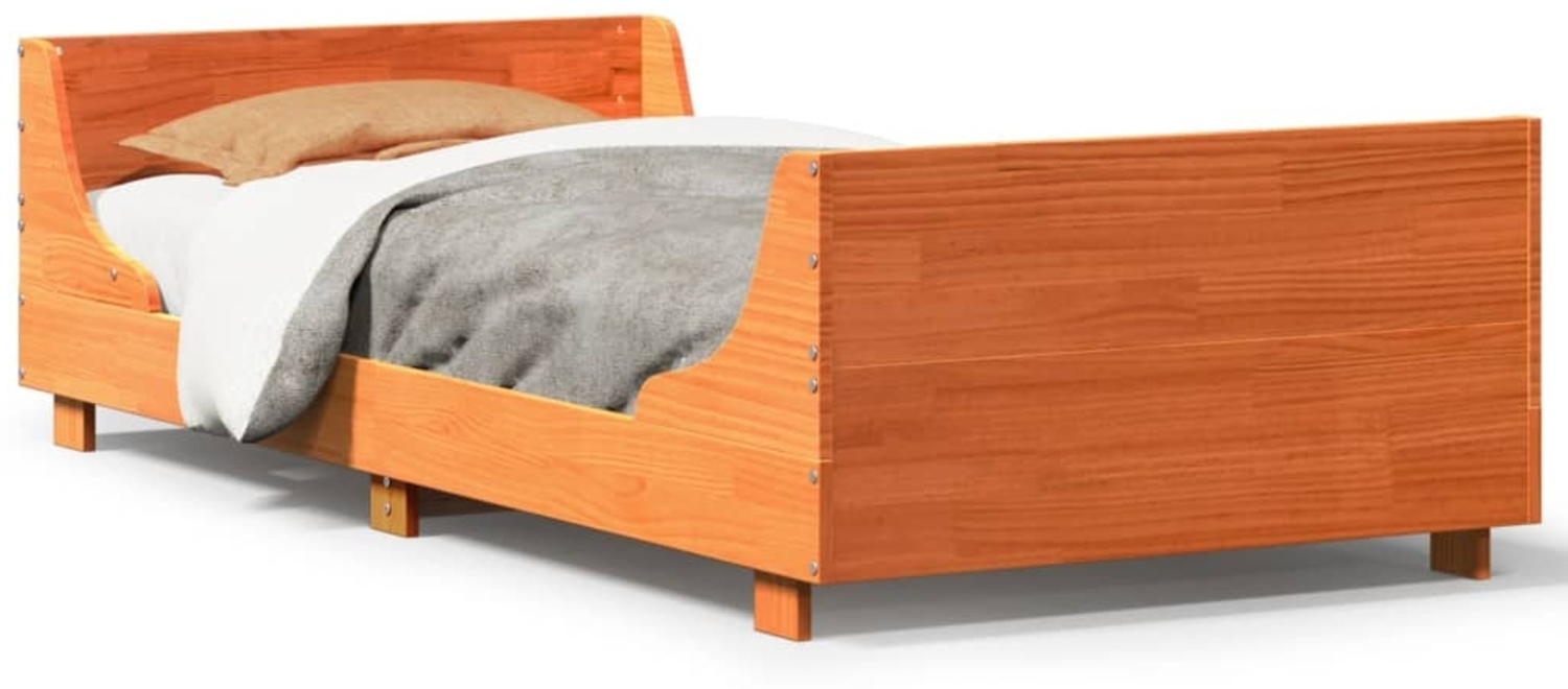 vidaXL Massivholzbett ohne Matratze Wachsbraun 90x200 Kiefernholz 850778 Bild 1