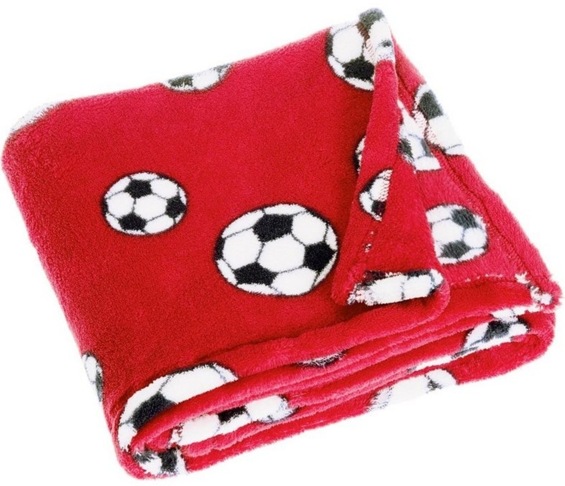 Playshoes Fleece-Decke Fußball 75x100 cm rot Bild 1