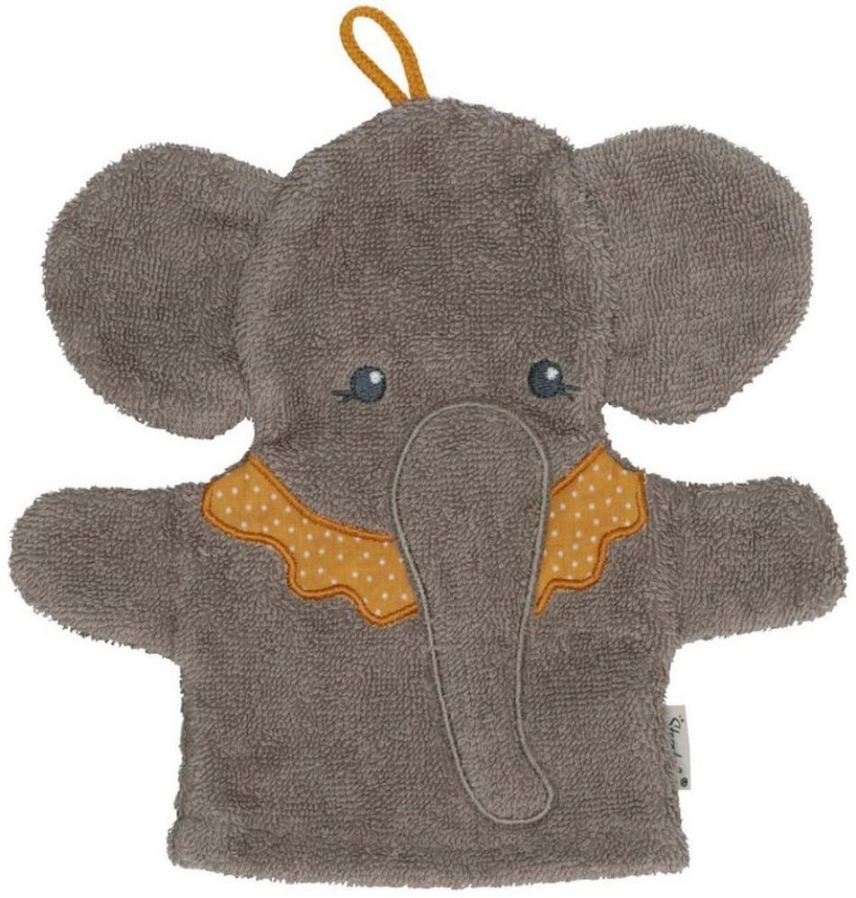 Sterntaler Baby Unisex Waschhandschuh Baby GOTS Spiel- und Waschhandschuh Elefant Eddy - Waschlappen Kinder, Babywaschlappen - grau Bild 1