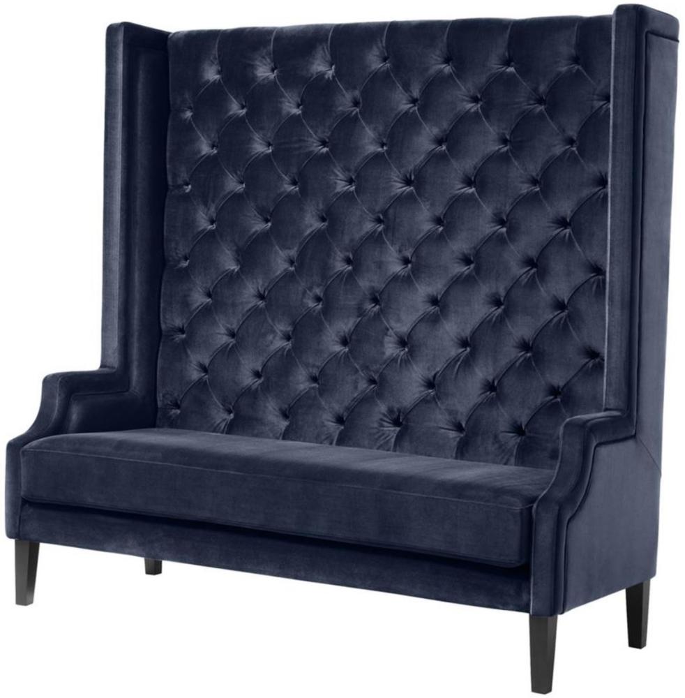 Casa Padrino Luxus Hochlehnsofa Mitternachtsblau / Schwarz 160x68 x H. 160 cm Bild 1