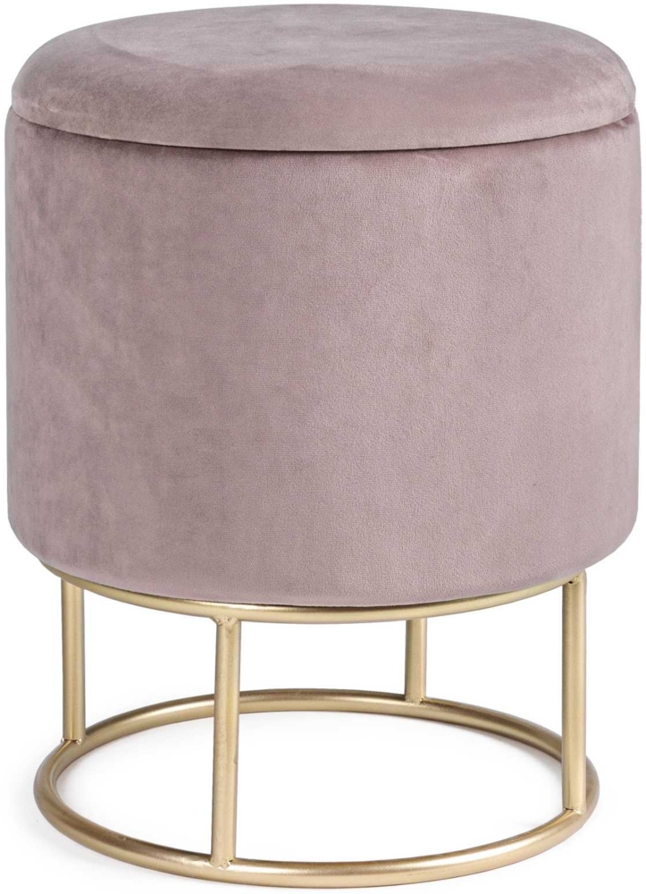 Hocker Polina in Samt-Optik, Rosa, 35 x 35 x 45 cm Bild 1