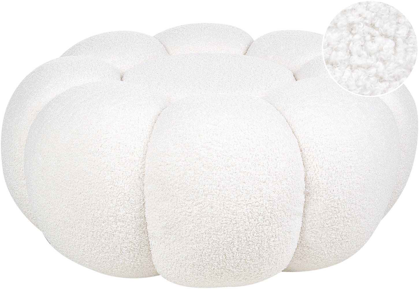 Pouf BEAUFORT Weiß Bouclé 60 cm 60 cm Bild 1