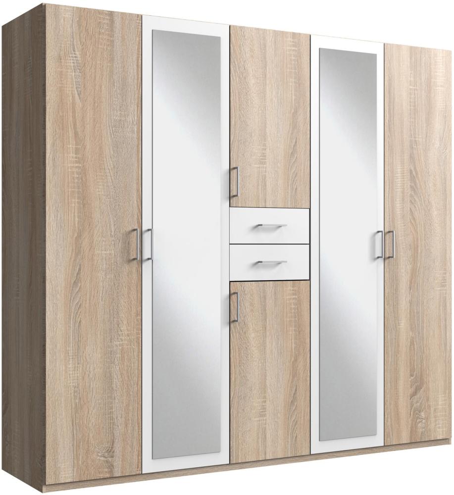 Kleiderschrank >Drugi I< in Eiche sägerau Weiß - 225x208x58cm (BxHxT) Bild 1