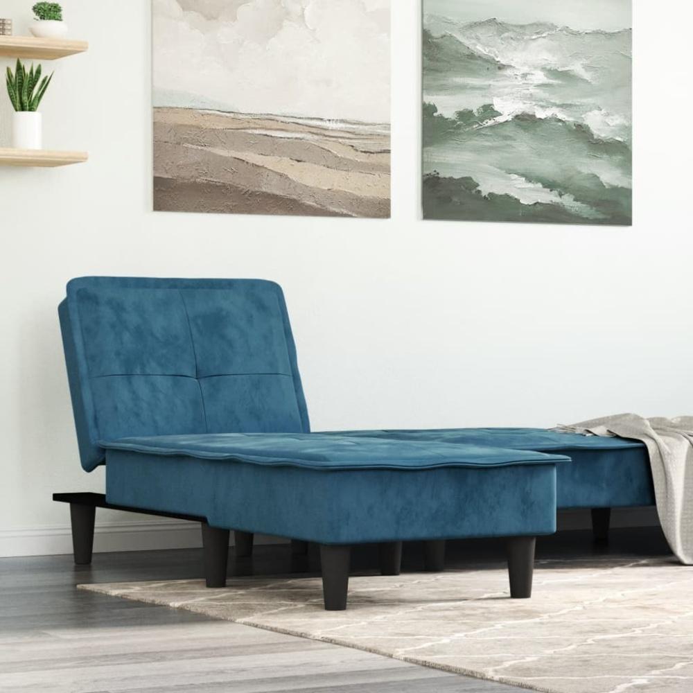 vidaXL Chaiselongue Blau Samt Bild 1