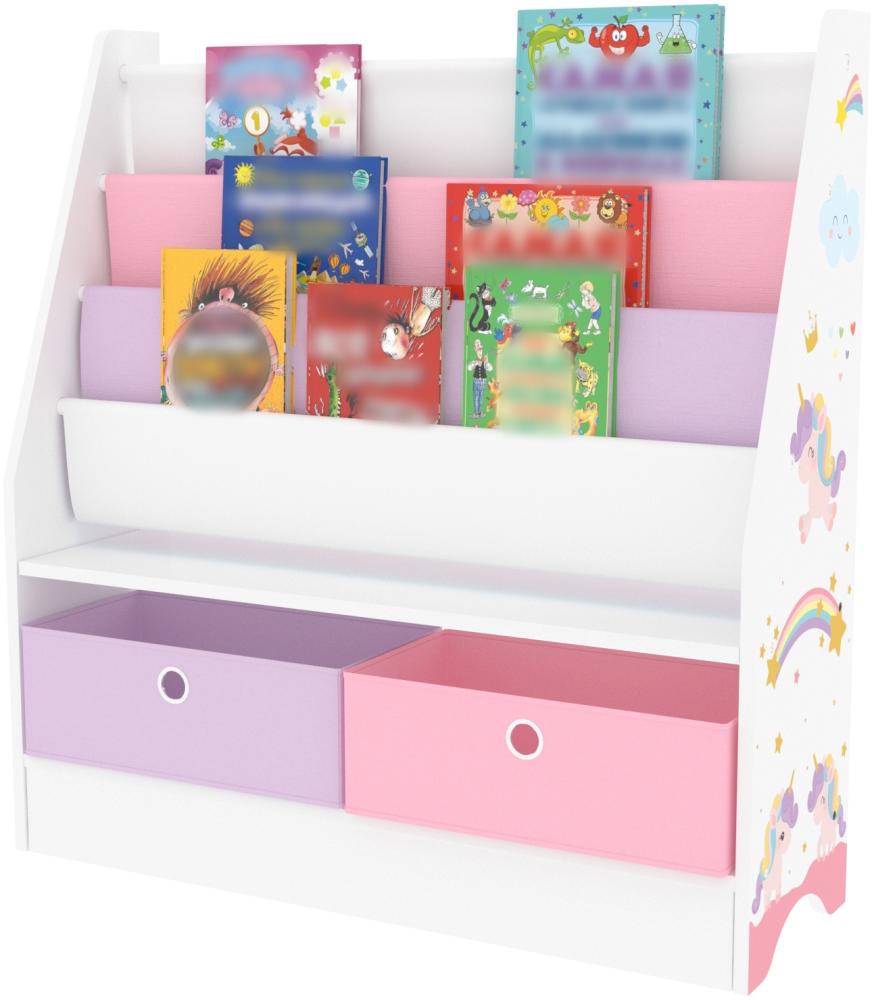 Kinderregal Neda Einhorn-Motiv 74x71x23 cm Weiß/Lila/Rosa [en. casa] Bild 1