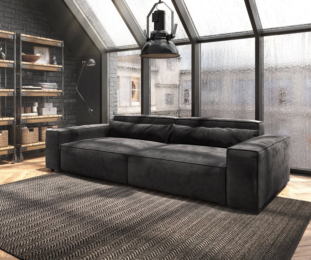 DELIFE Big-Sofa Sirpio, XL Mikrofaser Schwarz 270x130 cm Bild 1
