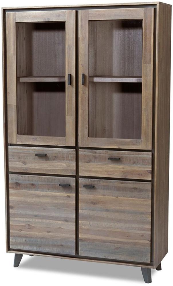 Vitrinenschrank MARLA braun/grau Akazie Bild 1