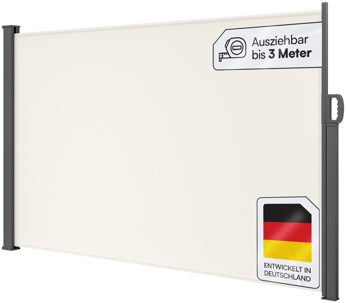 STEELSØN 'Zirella' Seitenmarkise mit Aluminium-Kassette, ausziehbar, 180x300 cm, beige/anthrazit, wetterfest und blickdicht Bild 1