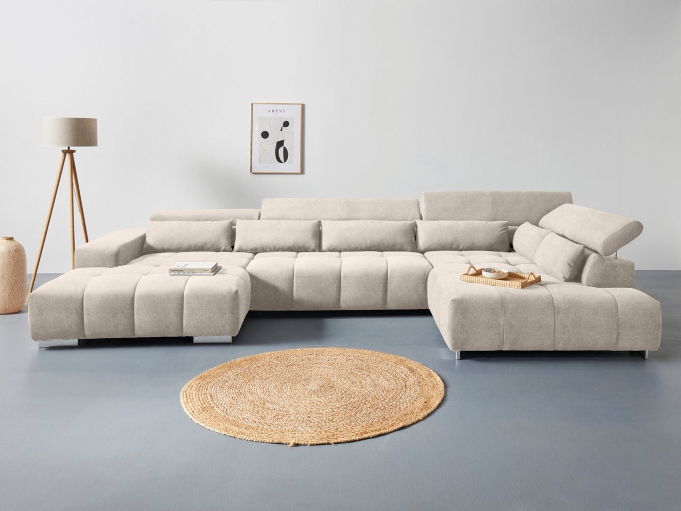 COTTA Wohnlandschaft Orion U-Form, inkl. Kopfteilverstellung und Nierenkissen Bild 1