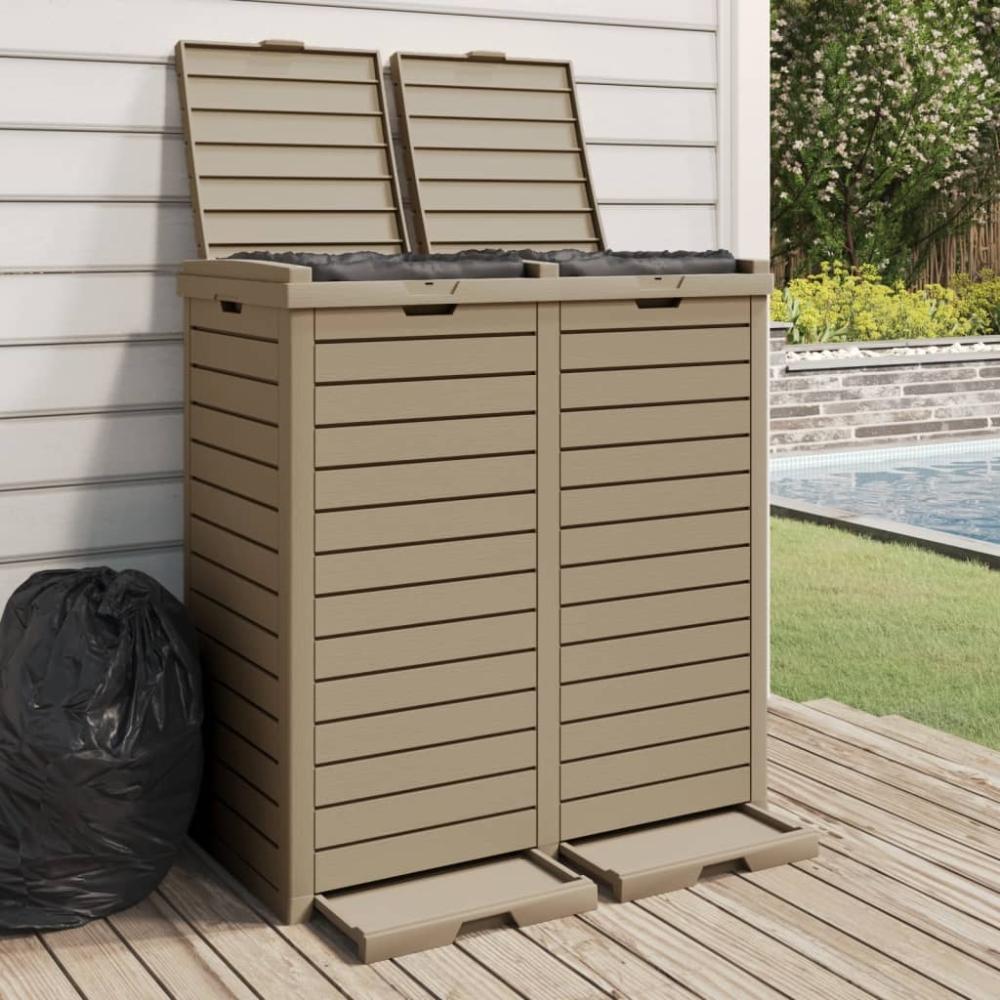 vidaXL Outdoor-Mülltonne Hellbraun 78x41x86 cm Polypropylen 364174 Bild 1