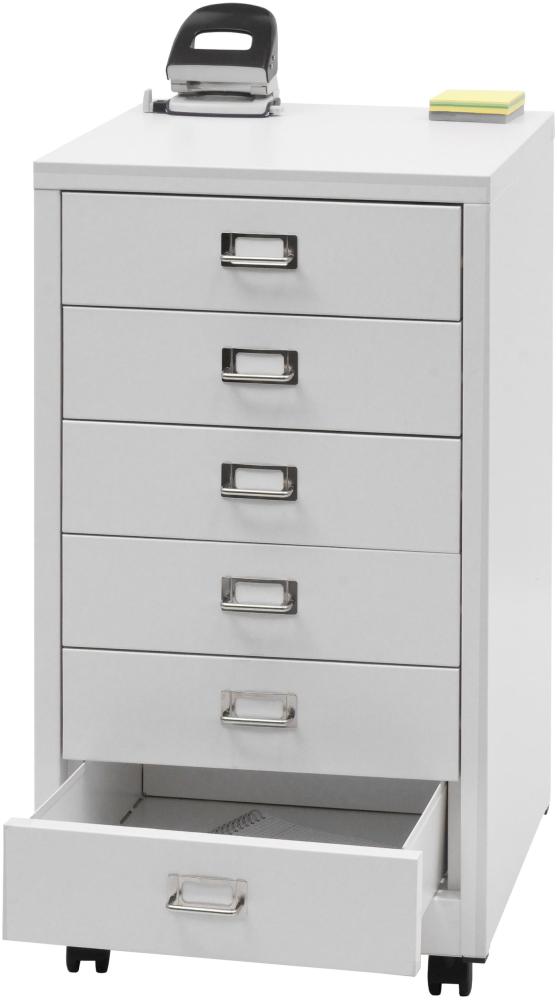 Rollcontainer HWC-L49, Schubladenschrank Stahlschrank Aktenschrank, Metall 75x40x41cm 6 Schubladen ~ weiß Bild 1