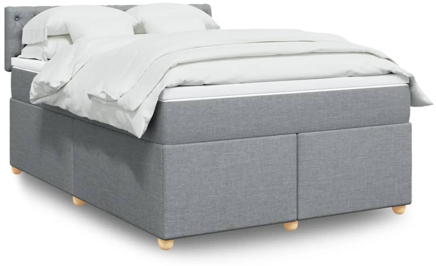 vidaXL Boxspringbett mit Matratze Hellgrau 160x200 cm Stoff 3289038 Bild 1