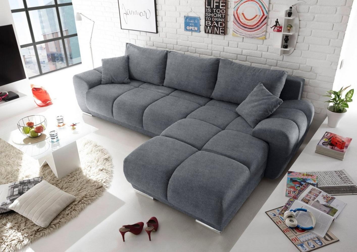 ED EXCITING DESIGN Ecksofa Anton L-Form, mit Bettfunktion, Bettkasten, Rücken- und Zierkissen, universell Bild 1