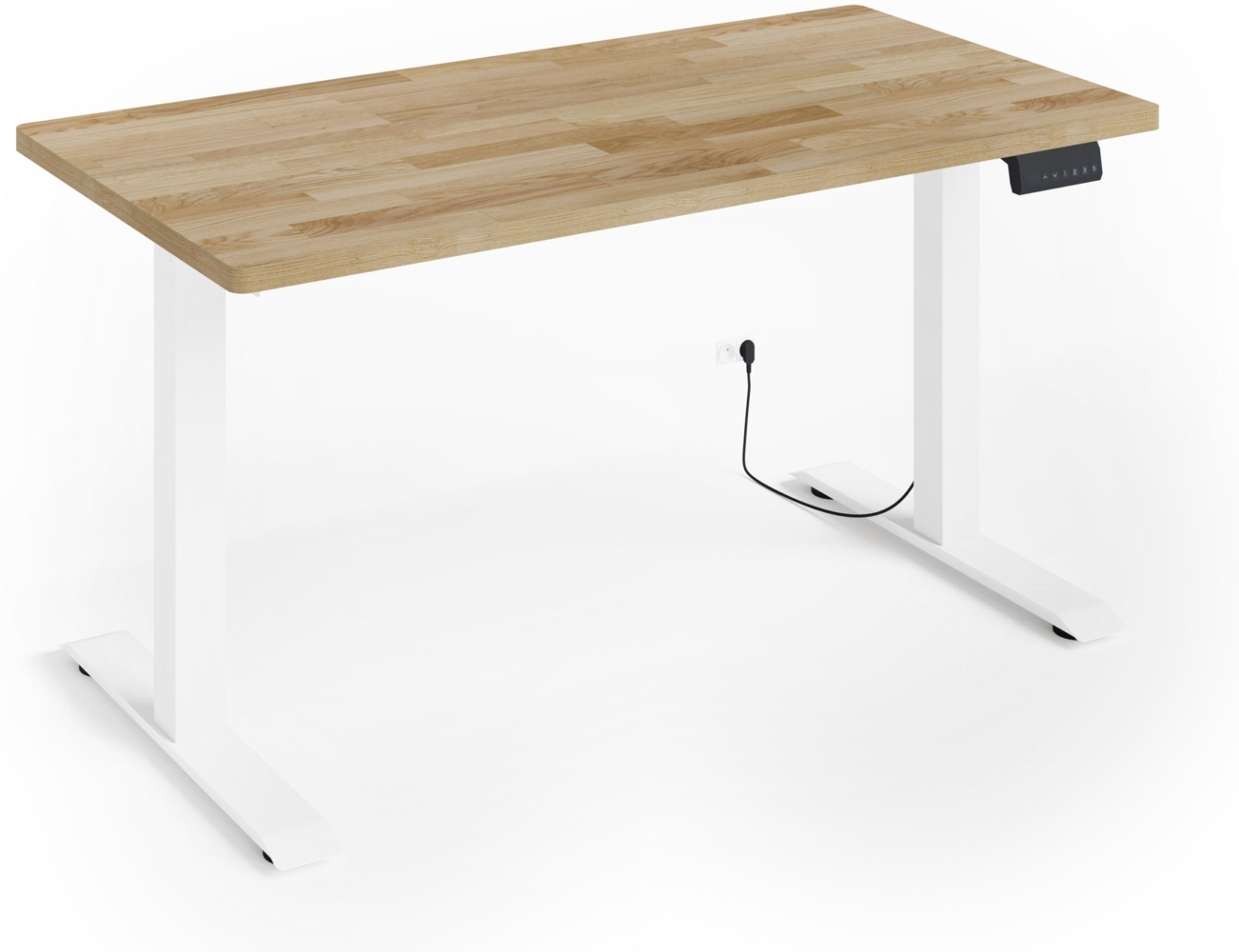 Höhenverstellbarer Schreibtisch BIM Natural Desk Eichenfurnier 140x70x3 white/Eiche Bild 1